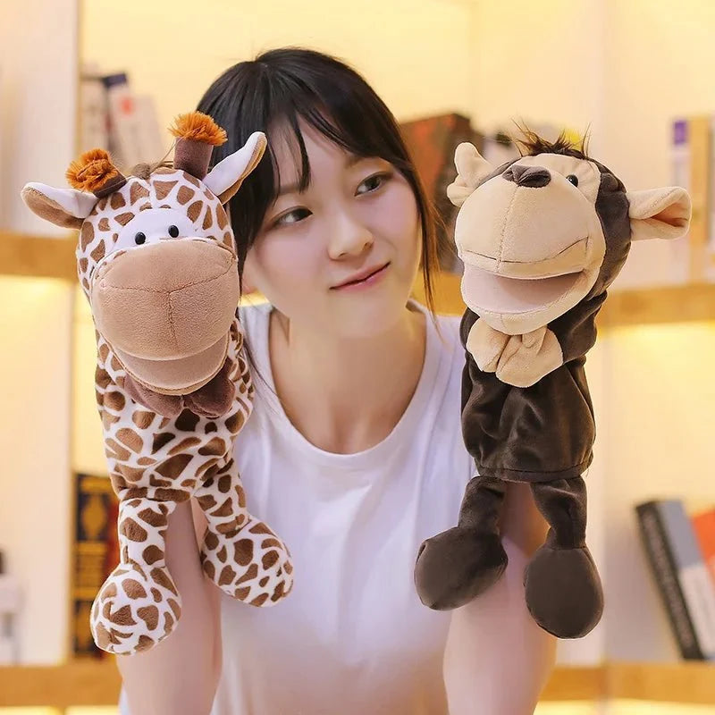 35cm Cartoon Animal Hand Puppet | Lion, Elephant, Pig Plush Toy for Interactive Play