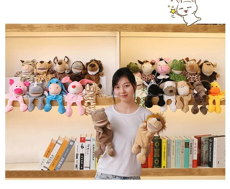 35cm Cartoon Animal Hand Puppet | Lion, Elephant, Pig Plush Toy for Interactive Play