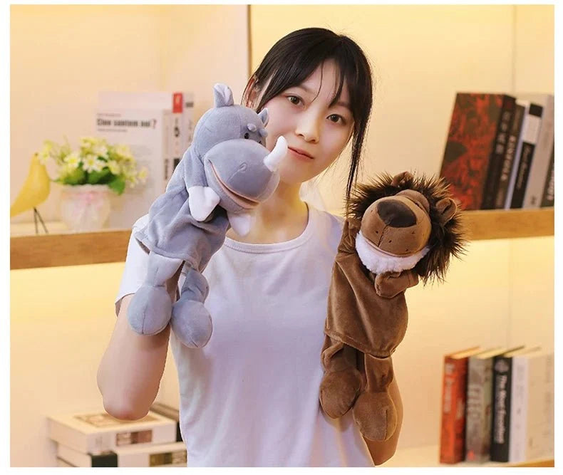 35cm Cartoon Animal Hand Puppet | Lion, Elephant, Pig Plush Toy for Interactive Play