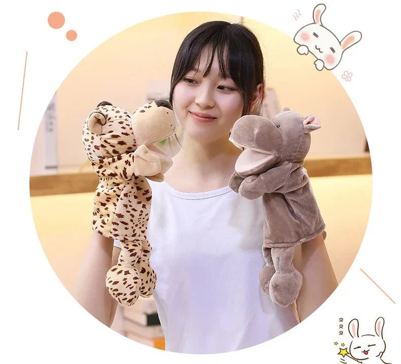 35cm Cartoon Animal Hand Puppet | Lion, Elephant, Pig Plush Toy for Interactive Play