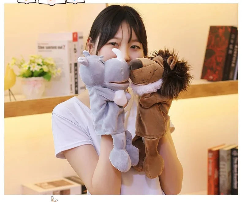 35cm Cartoon Animal Hand Puppet | Lion, Elephant, Pig Plush Toy for Interactive Play