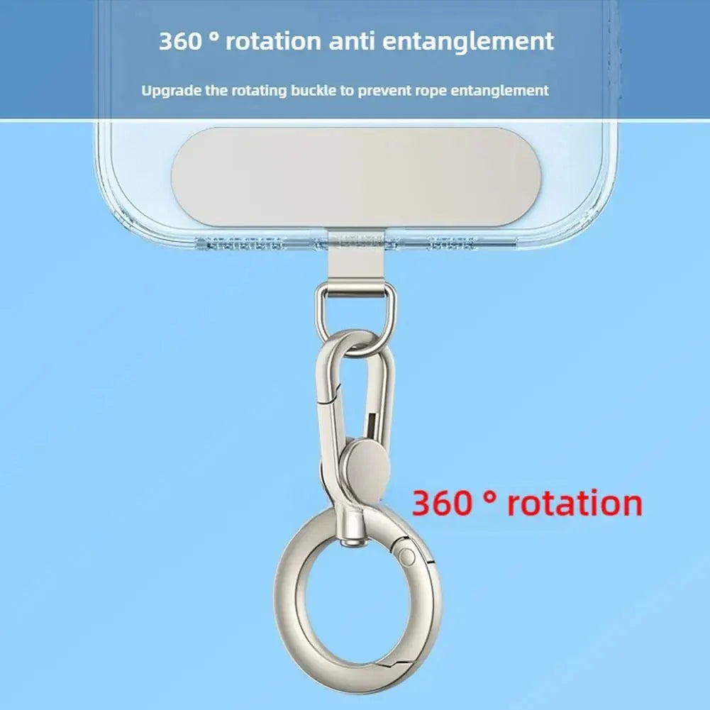 360° Rotating Zinc Alloy Phone Ring Holder Hook | Universal Anti-Entanglement Lanyard Attachment