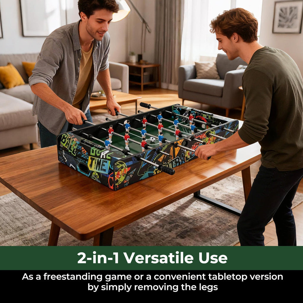 37 Inch Mini Foosball Table 2-in-1 Game Table with Detachable Legs for Tabletop-Black