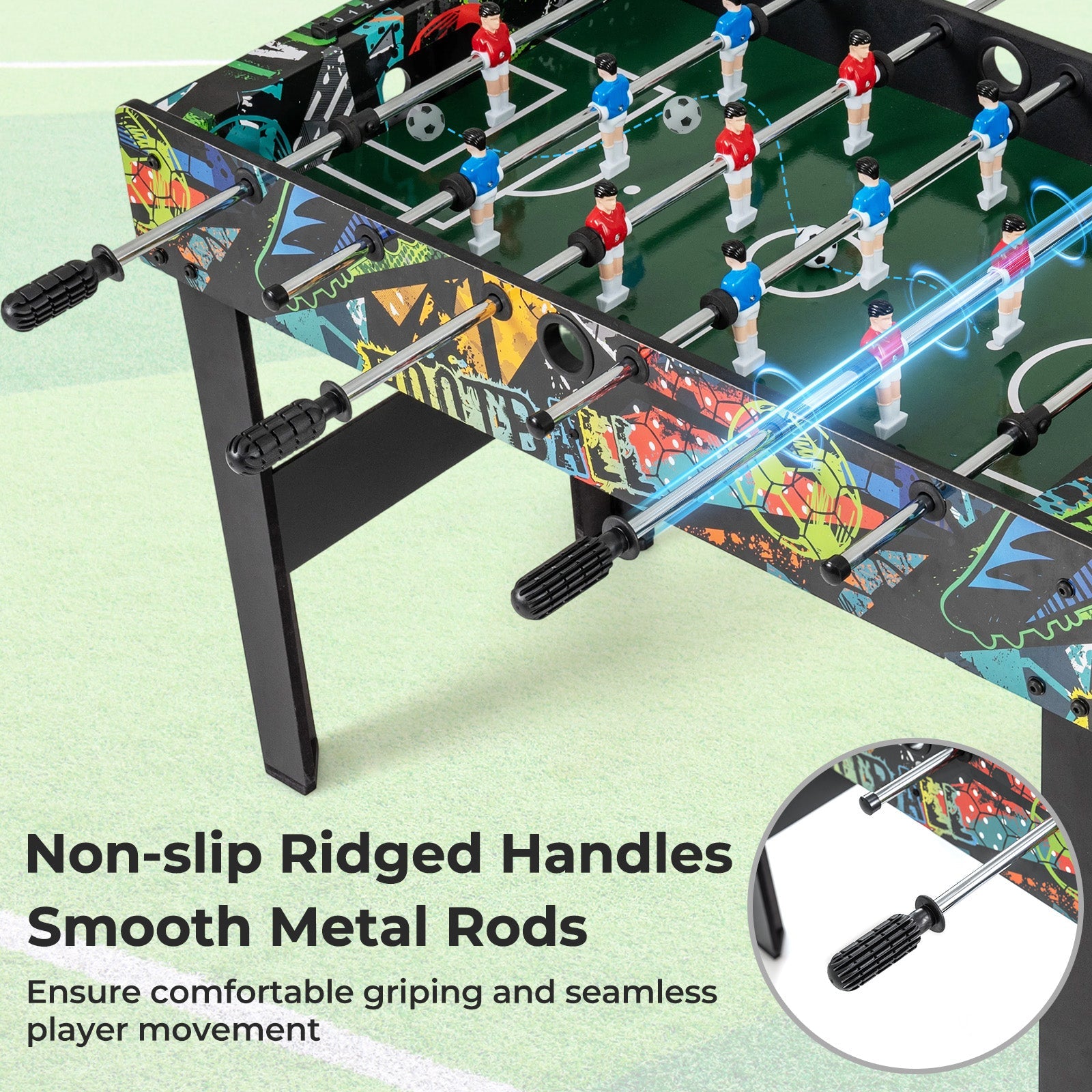 37 Inch Mini Foosball Table 2-in-1 Game Table with Detachable Legs for Tabletop-Black