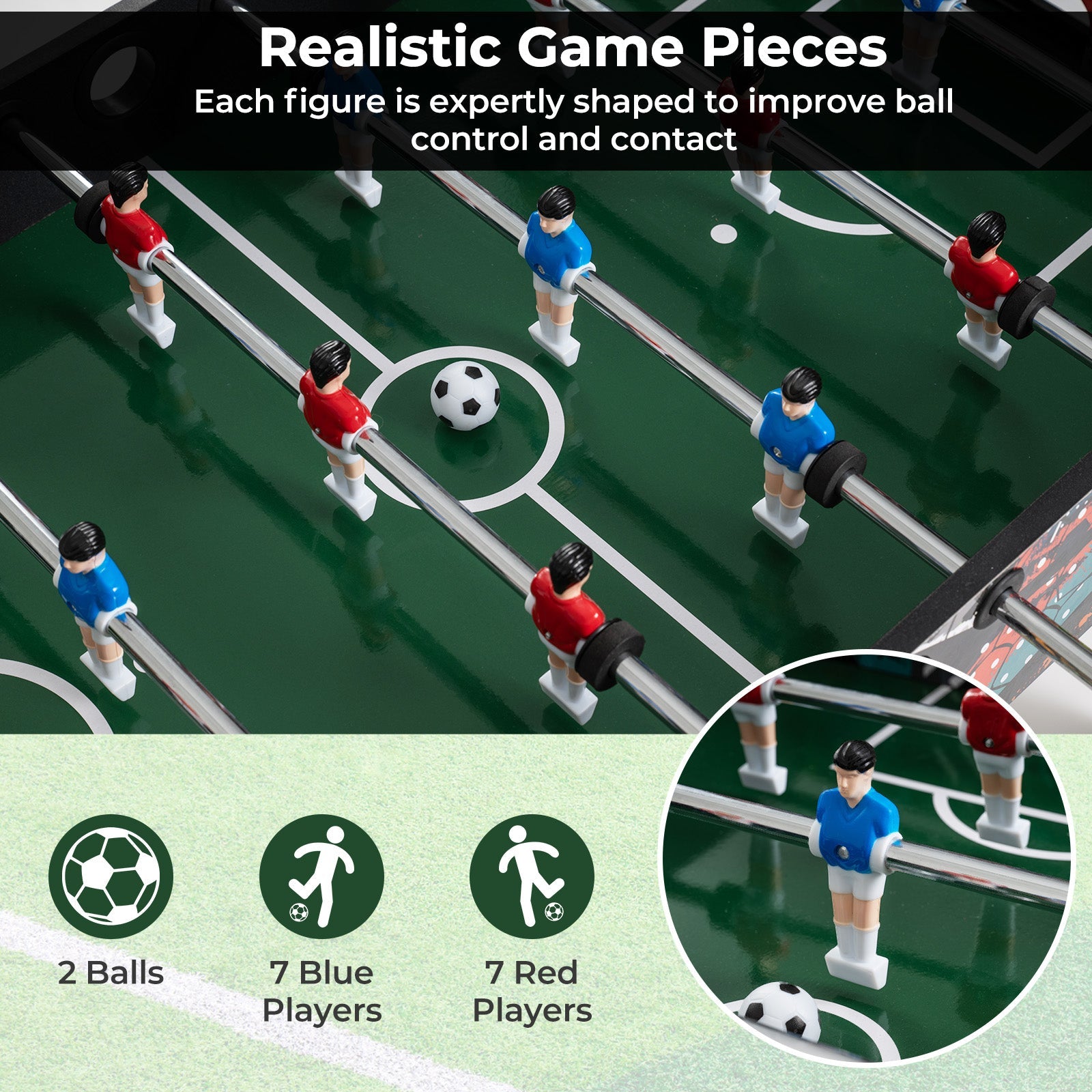 37 Inch Mini Foosball Table 2-in-1 Game Table with Detachable Legs for Tabletop-Black