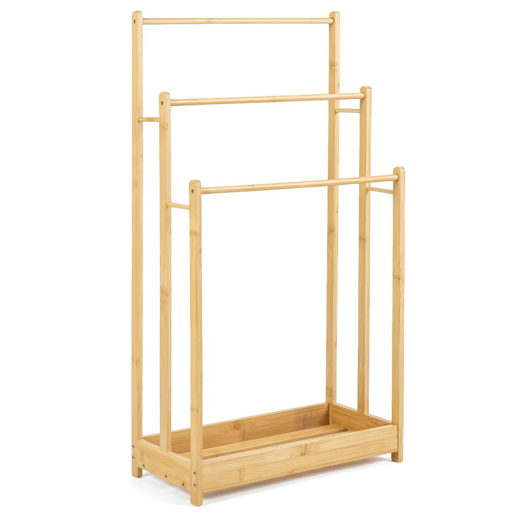 3-Tier Bamboo Towel Rack with Storage Shelf