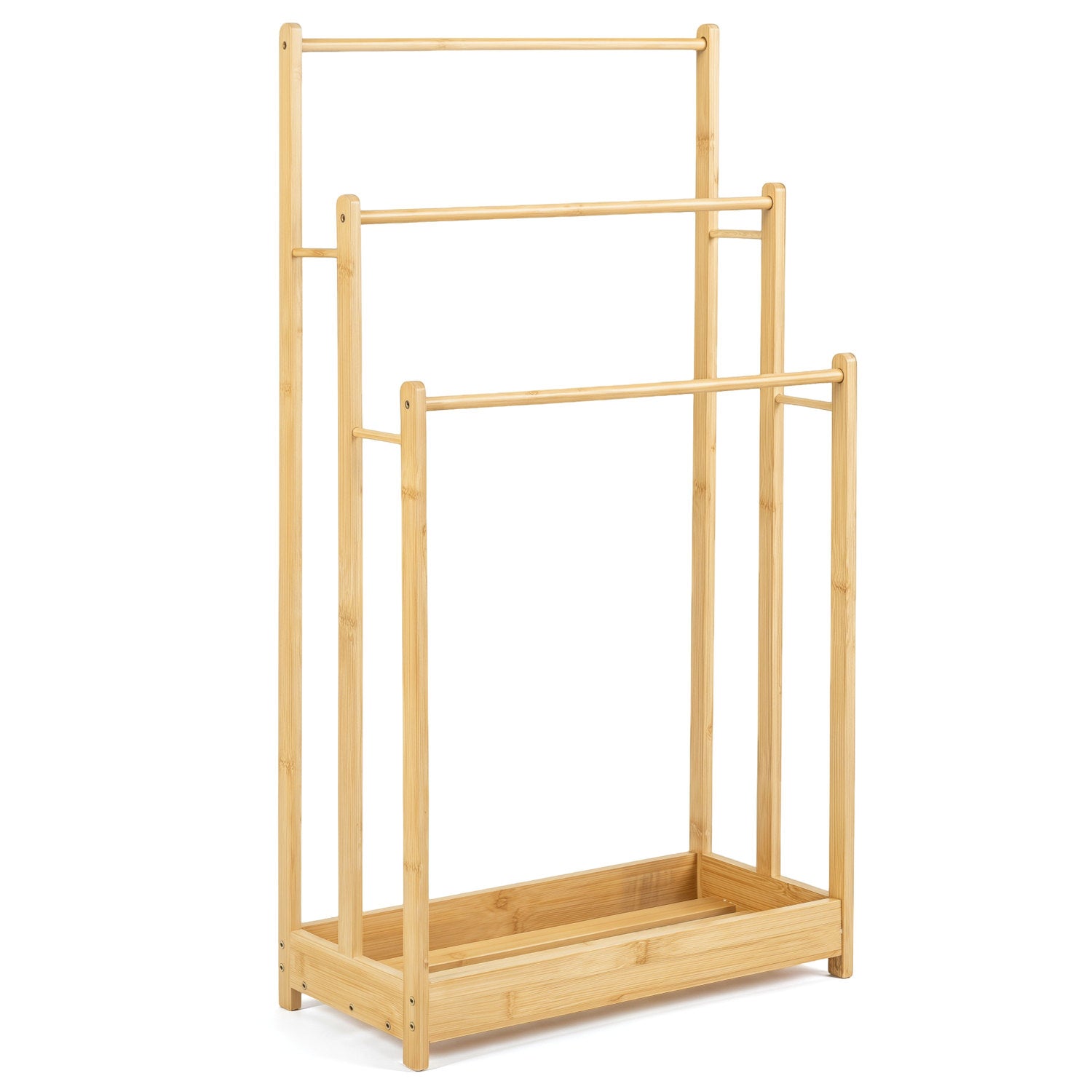 3-Tier Bamboo Towel Rack with Storage Shelf