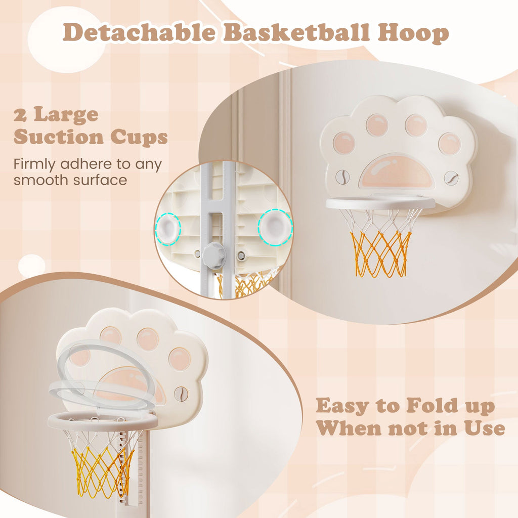 3 in 1 Kids Basketball Hoop with Basketball and Foldable Rim