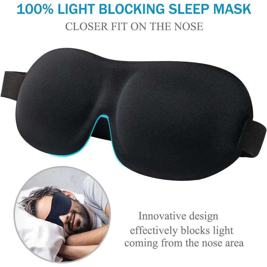 3D Contoured Sleep Mask | Ultra-Soft Breathable Light Blocking Eye Cover