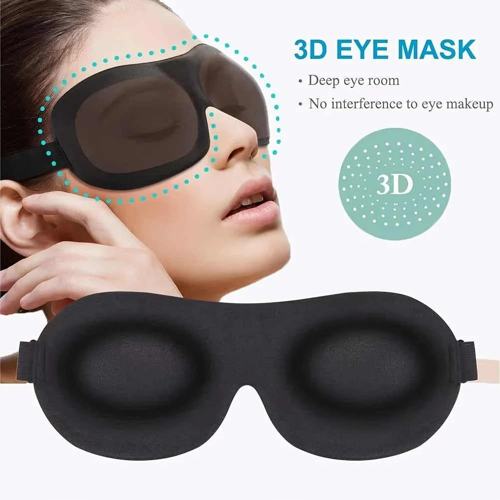 3D Contoured Sleep Mask | Ultra-Soft Breathable Light Blocking Eye Cover