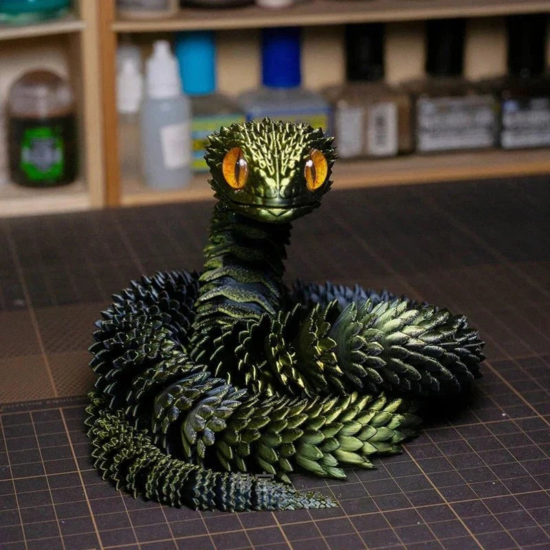 3D Printed Rotatable Snake Model | Articulated Animal Simulation Ornament