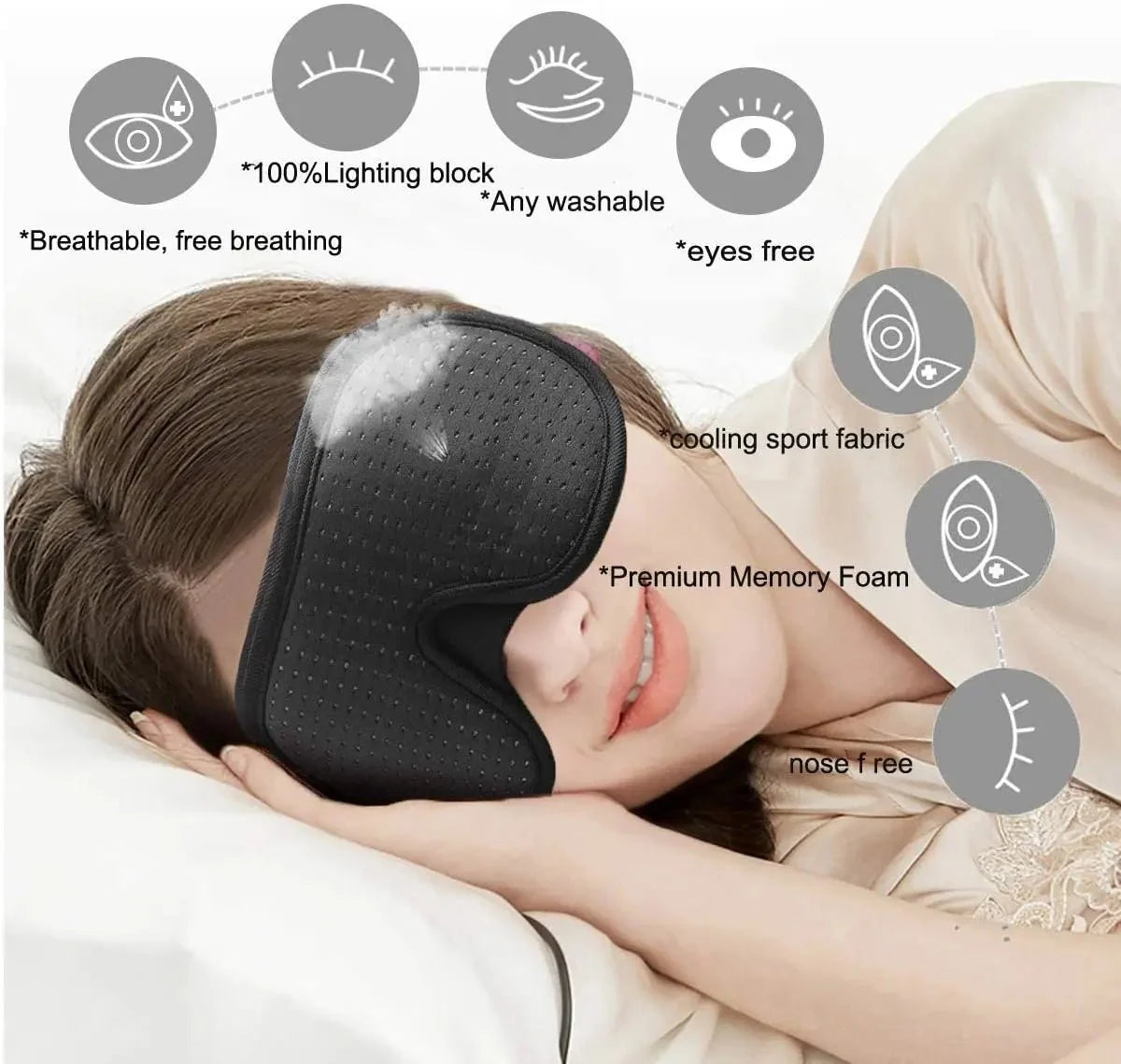 3D Sleep Eye Mask | Soft Padded Memory Foam Eyeshade