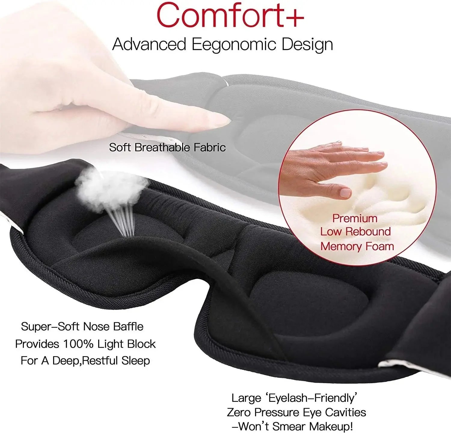 3D Sleep Eye Mask | Soft Padded Memory Foam Eyeshade