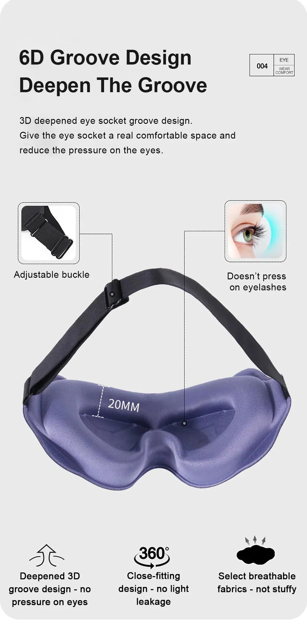 3D Sleeping Mask with Padded Light Blocking | Soft Ergonomic Eyeshade