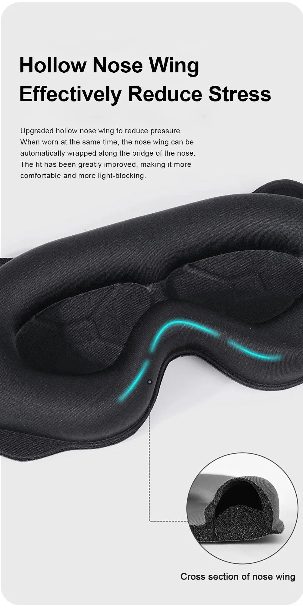 3D Sleeping Mask with Padded Light Blocking | Soft Ergonomic Eyeshade