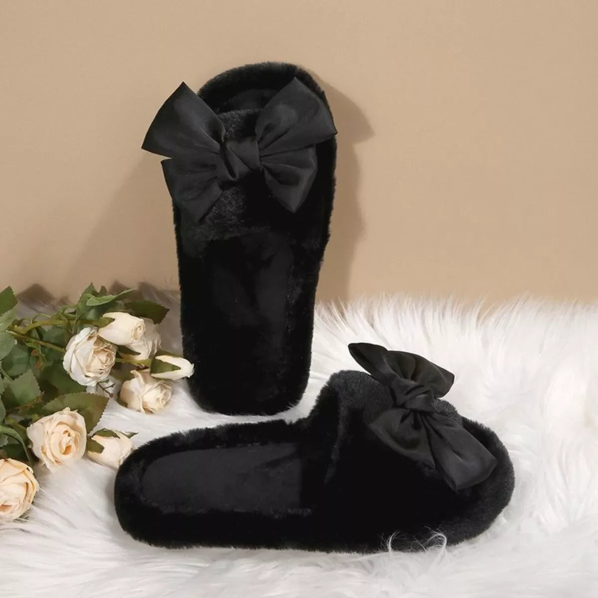 Bow Open Toe Flats Slippers