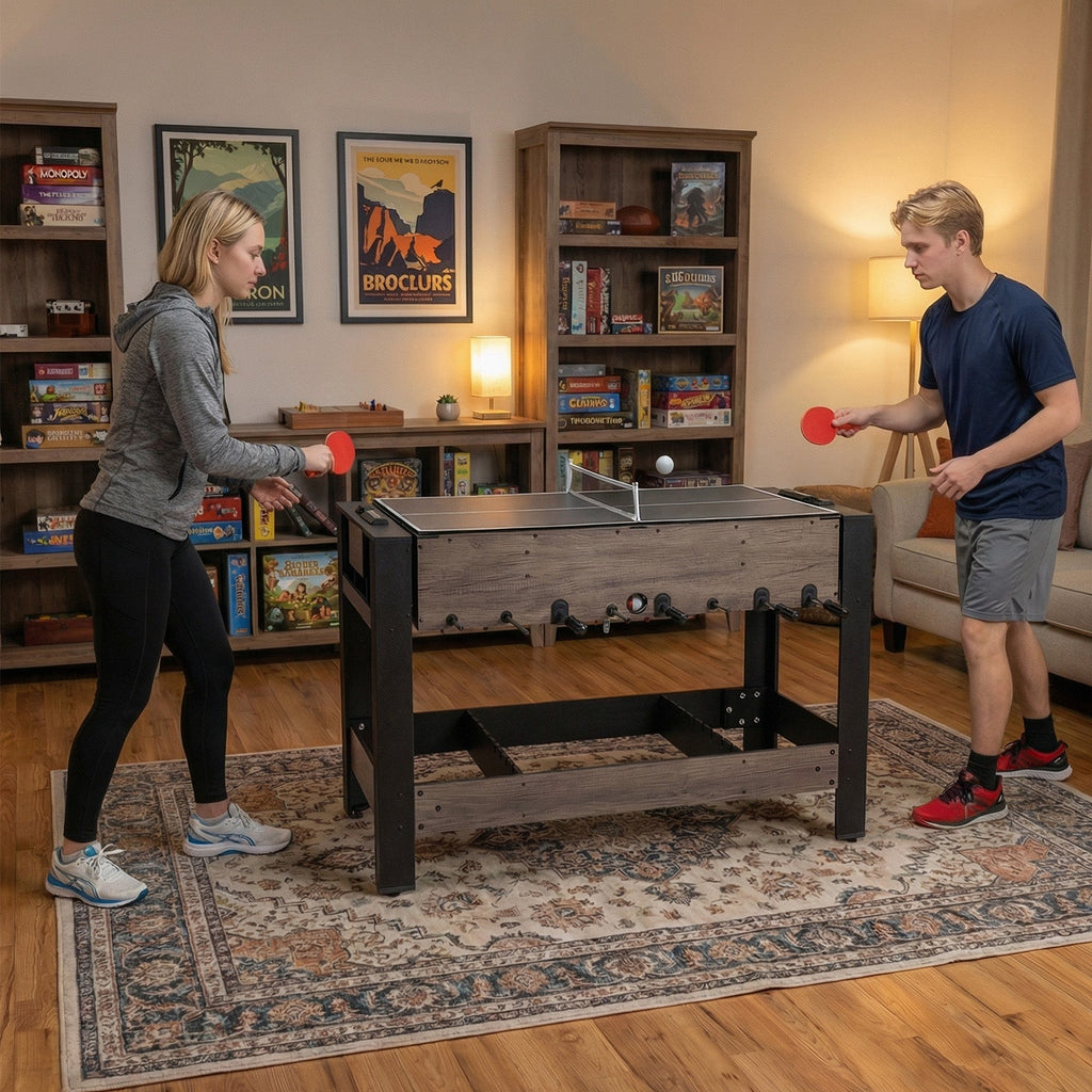 49 inch Combo Game Table with Pool Billiards-Brown