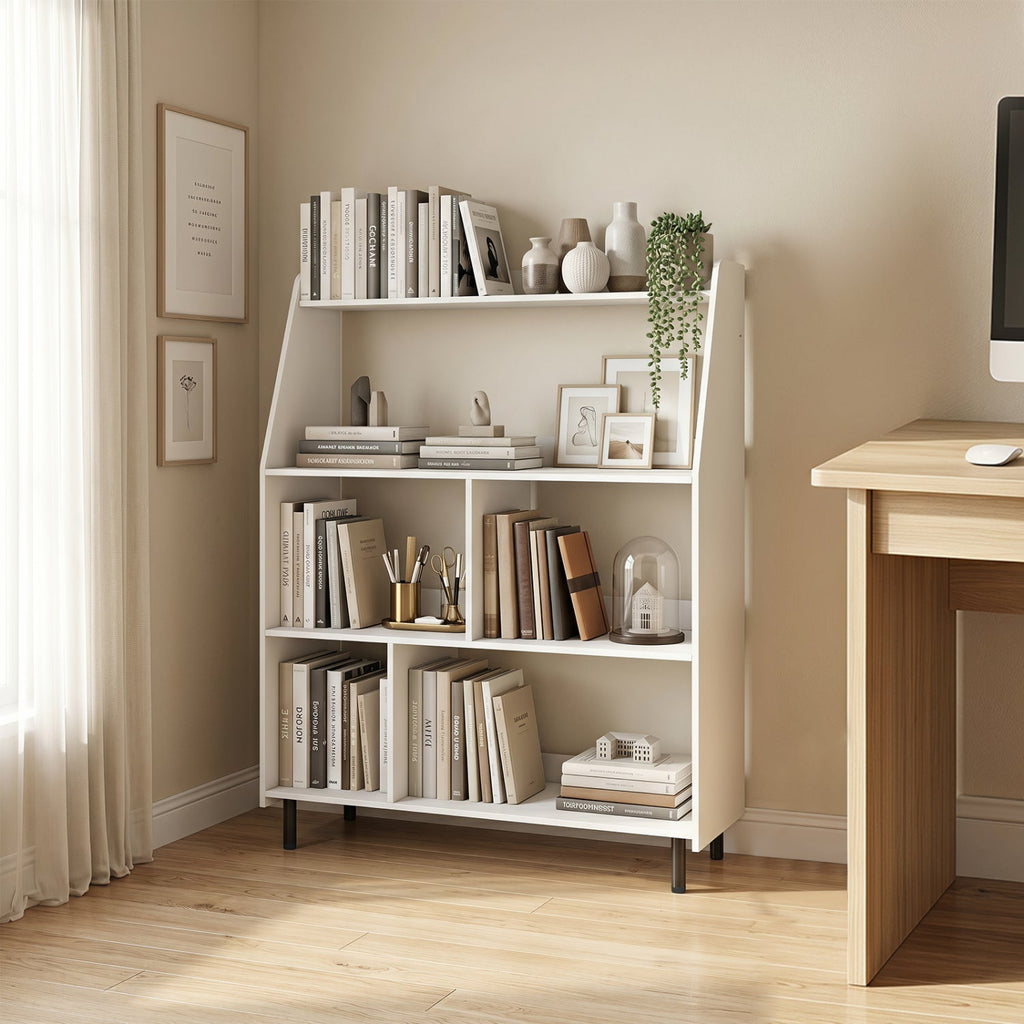 4-Tier Open Bookcase with Anti-Tipping Kits - White