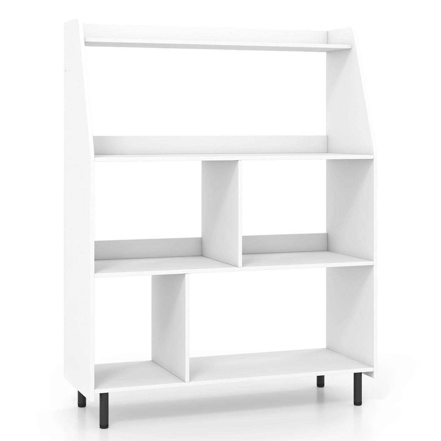 4-Tier Open Bookcase with Anti-Tipping Kits - White