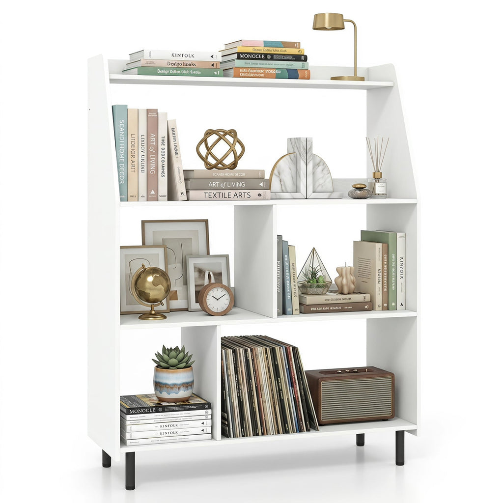 4-Tier Open Bookcase with Anti-Tipping Kits - White