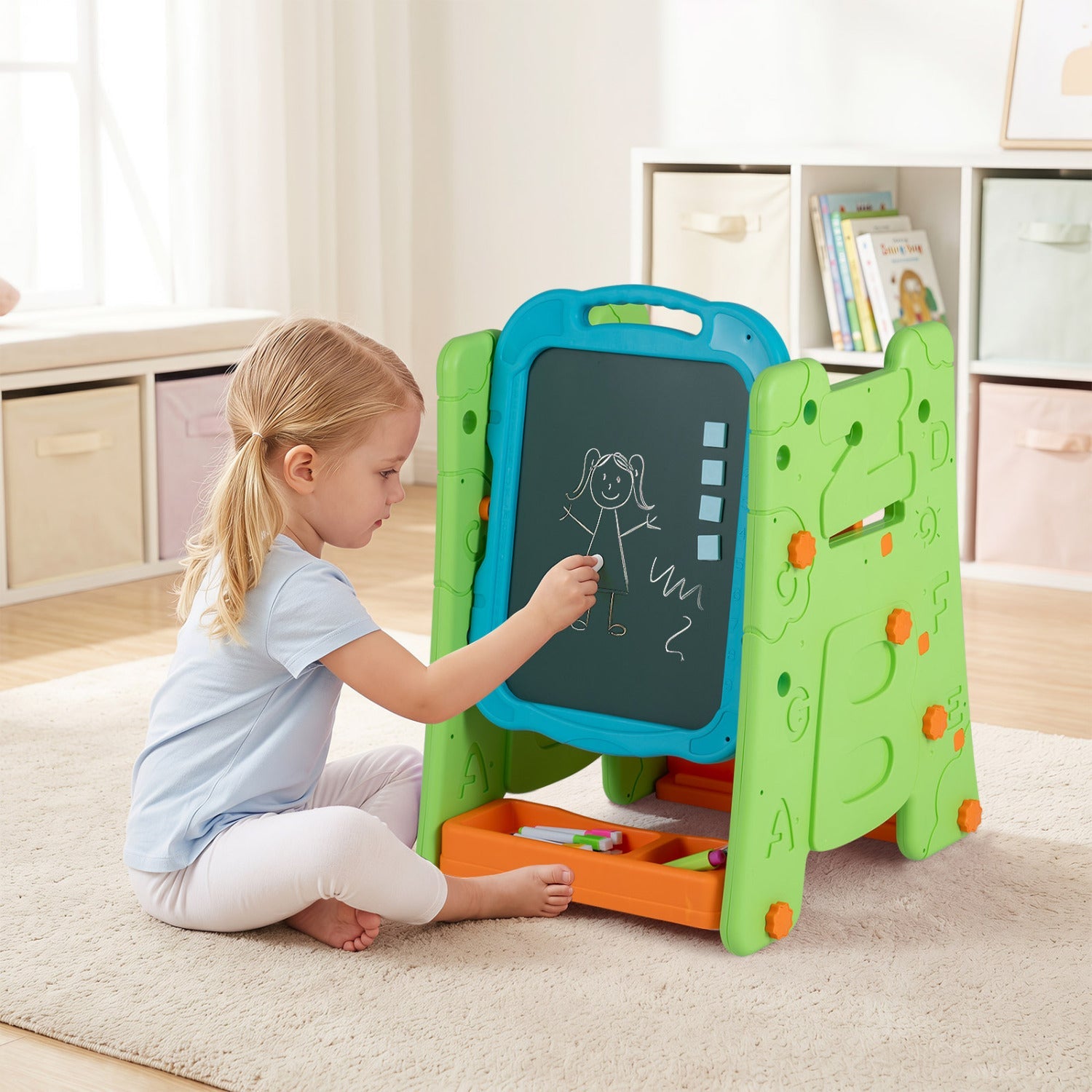 Kids Art Easel 4-in-1 Double Sided Magnetic Board
