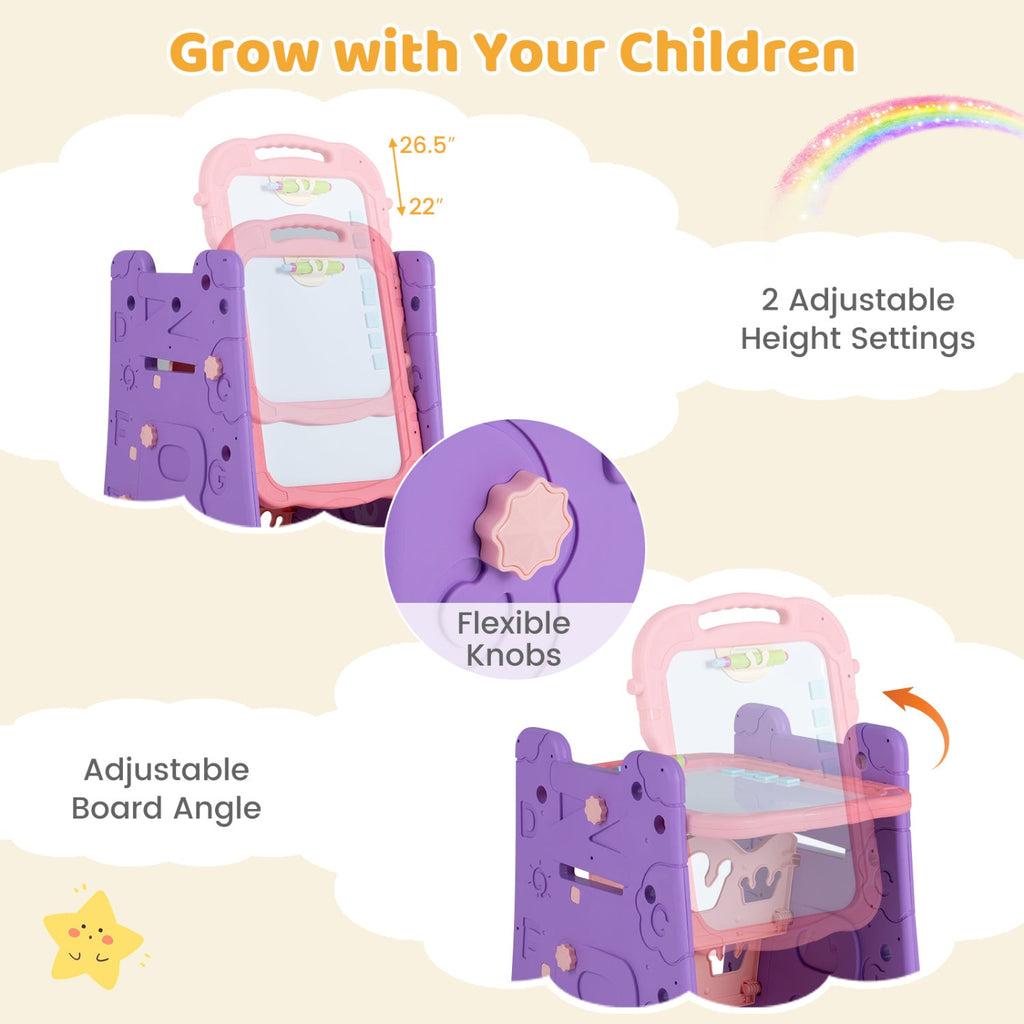 Kids Art Easel 4-in-1 Double Sided Magnetic Board