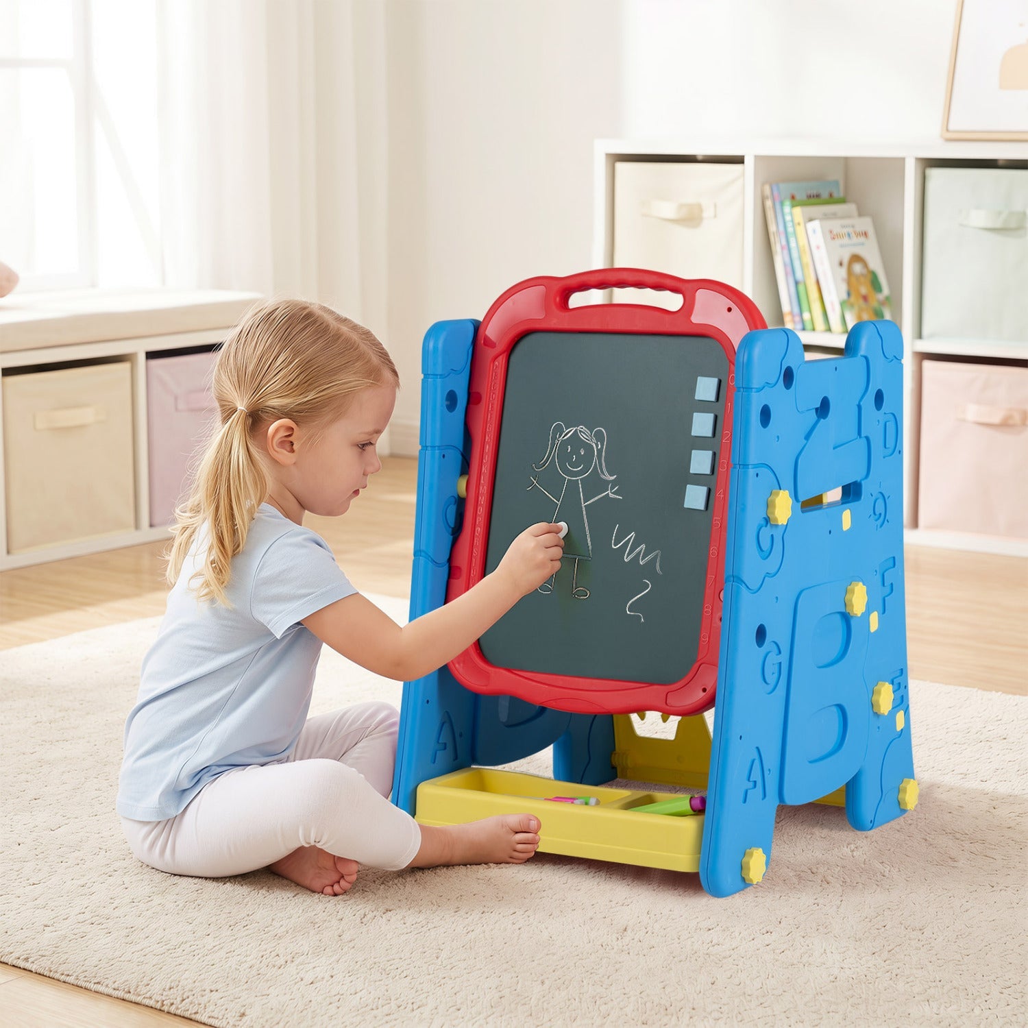 Kids Art Easel 4-in-1 Double Sided Magnetic Board
