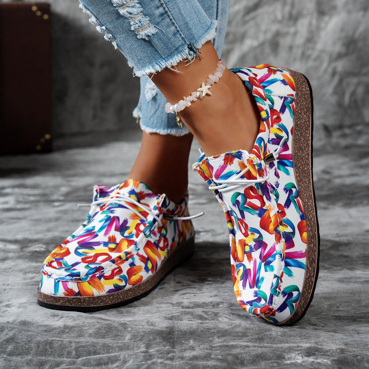 Colorful Printed Casual Loafers
