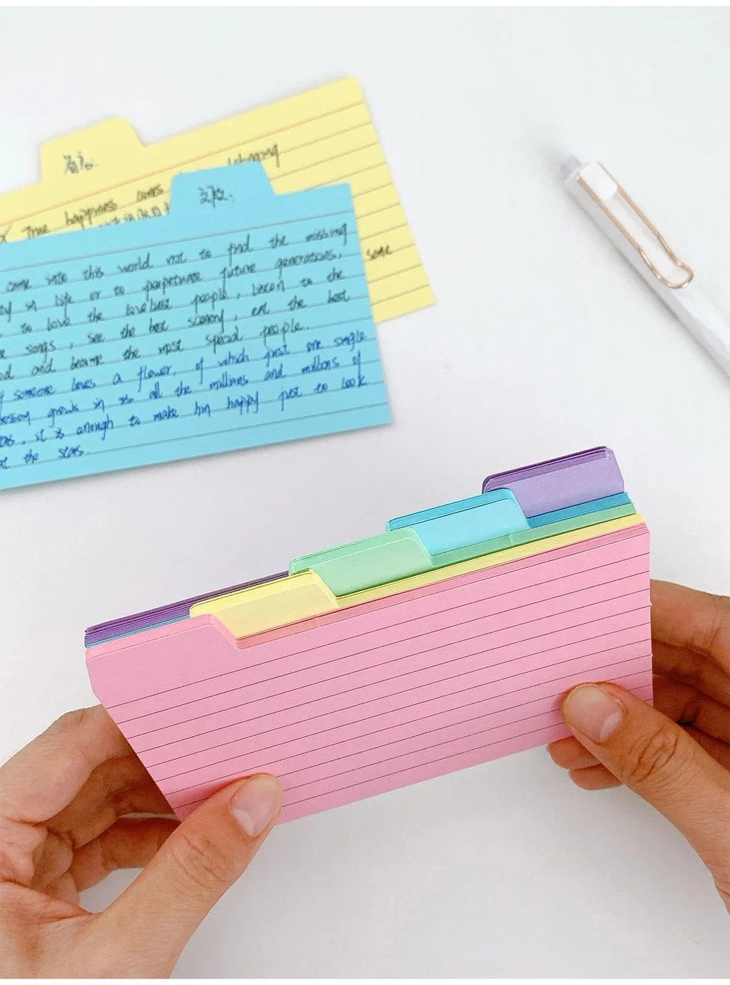 50 Pcs Index Label Papers with Tabs - 5 Colors