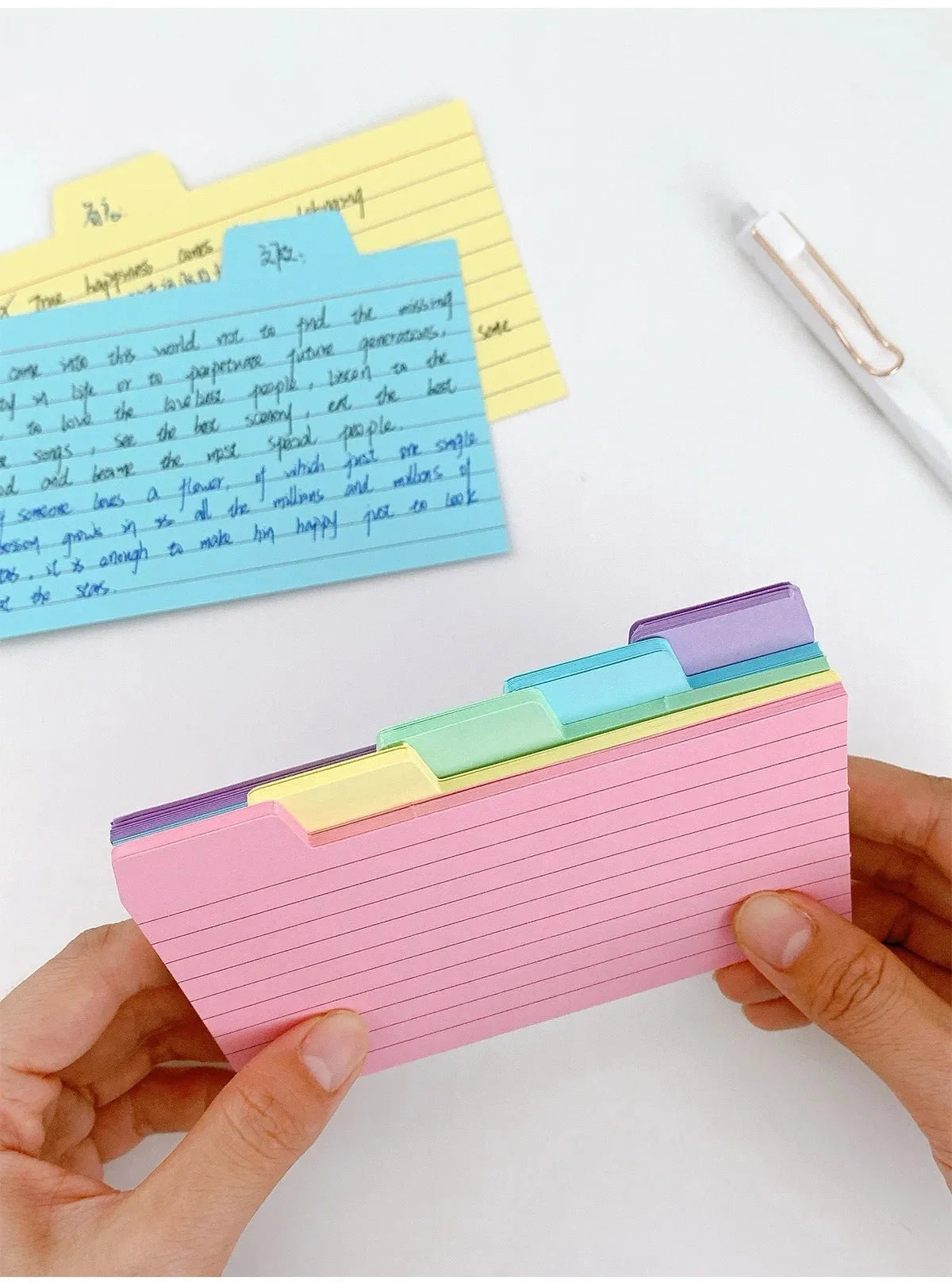 50 Pcs Index Label Papers with Tabs - 5 Colors