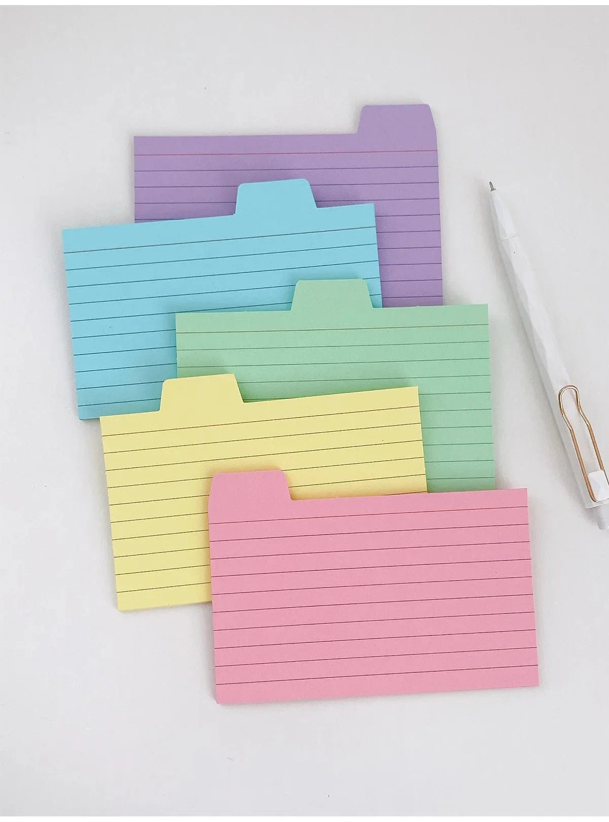 50 Pcs Index Label Papers with Tabs - 5 Colors