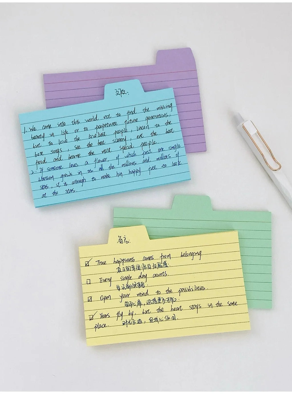 50 Pcs Index Label Papers with Tabs - 5 Colors