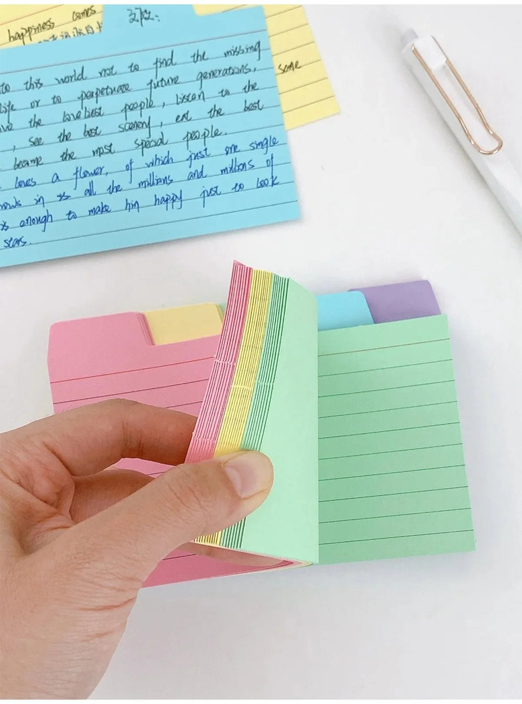 50 Pcs Index Label Papers with Tabs - 5 Colors