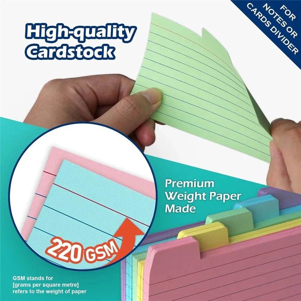 50 Pcs Index Label Papers with Tabs - 5 Colors