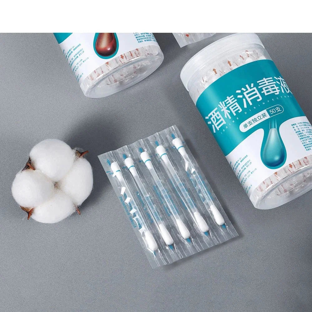 Double Cotton Family Medicine Organizer Box | Portable First Aid Kit with Iodophor Swabs