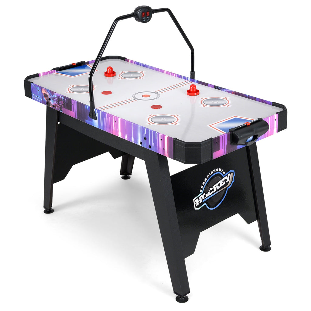 56 Inch Air Hockey Table with LED Digital Scoreboard and Powerful 12V Motor-White