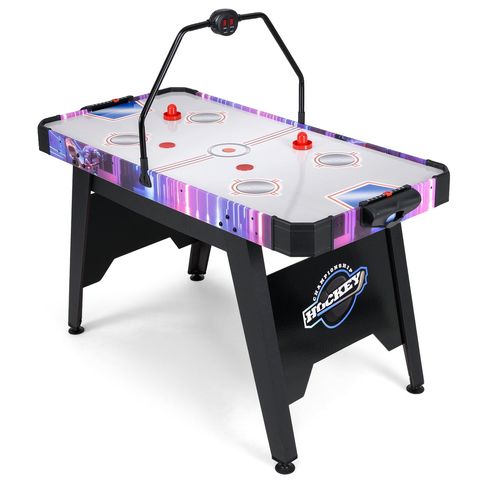 56 Inch Air Hockey Table with LED Digital Scoreboard and Powerful 12V Motor-White