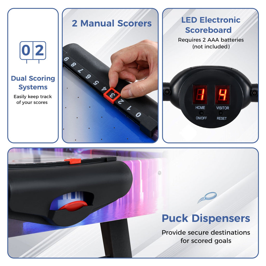 56 Inch Air Hockey Table with LED Digital Scoreboard and Powerful 12V Motor-White