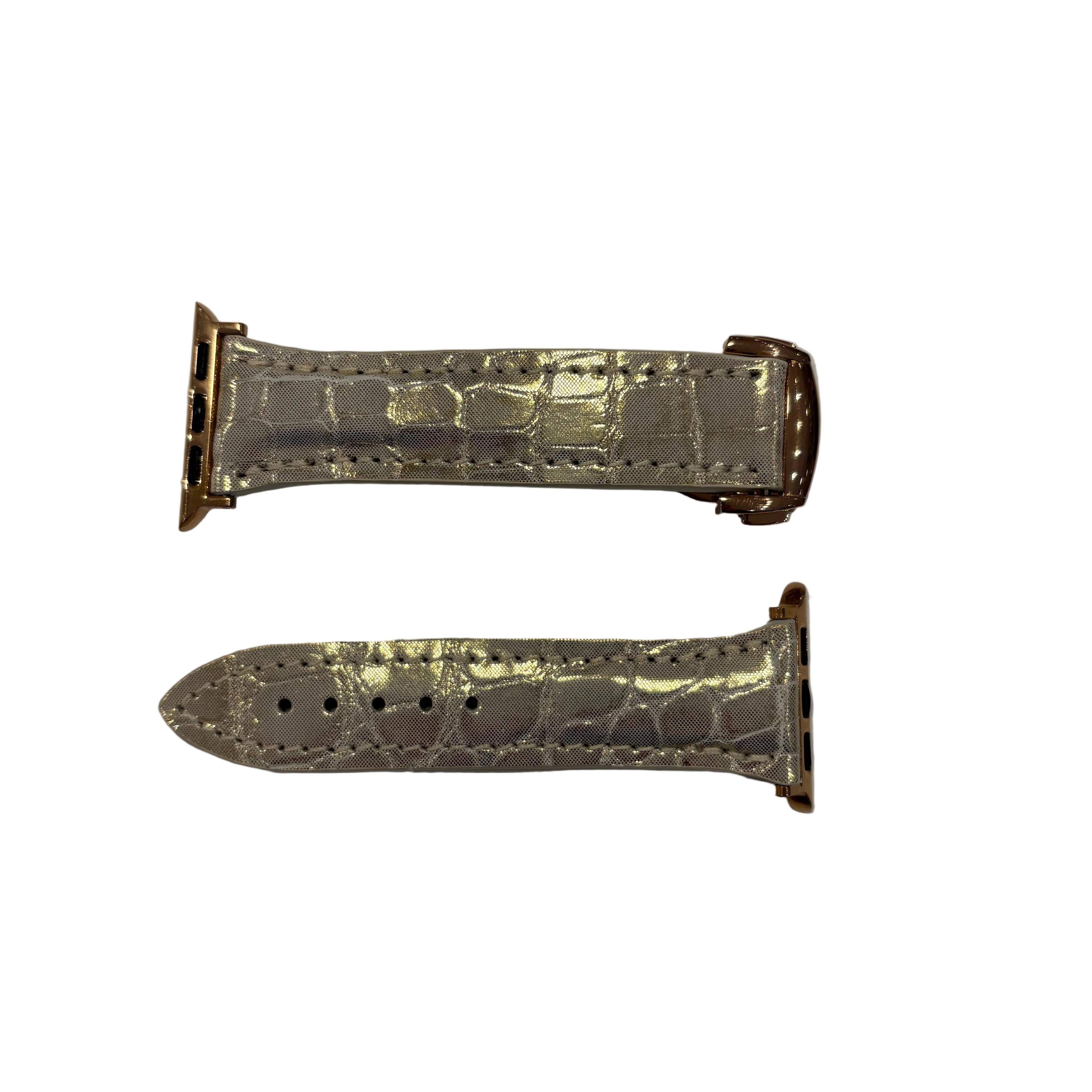 APPLE WATCH BAND, GOLD METALLIC ALLIGATOR