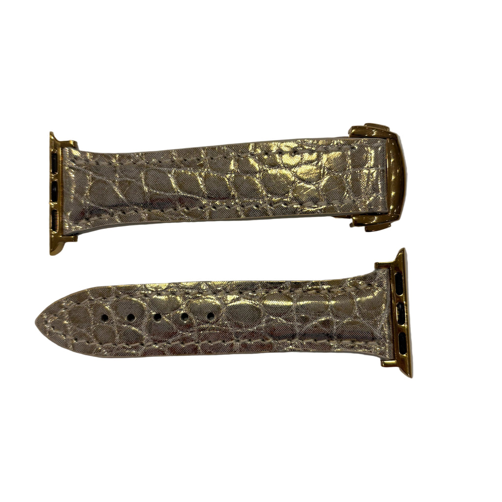 APPLE WATCH BAND, GOLD METALLIC ALLIGATOR