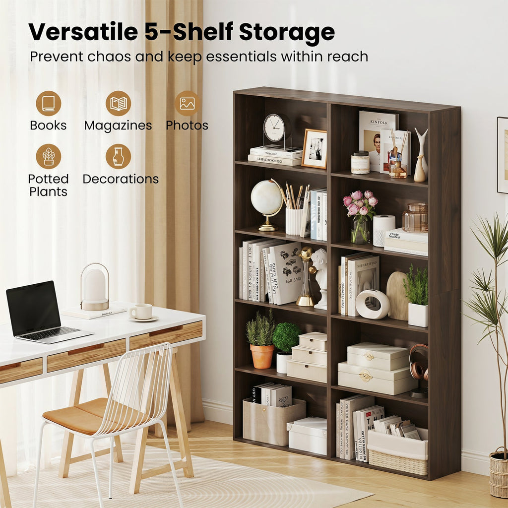 5-Tier Bookshelf Open Display Storage Organizer