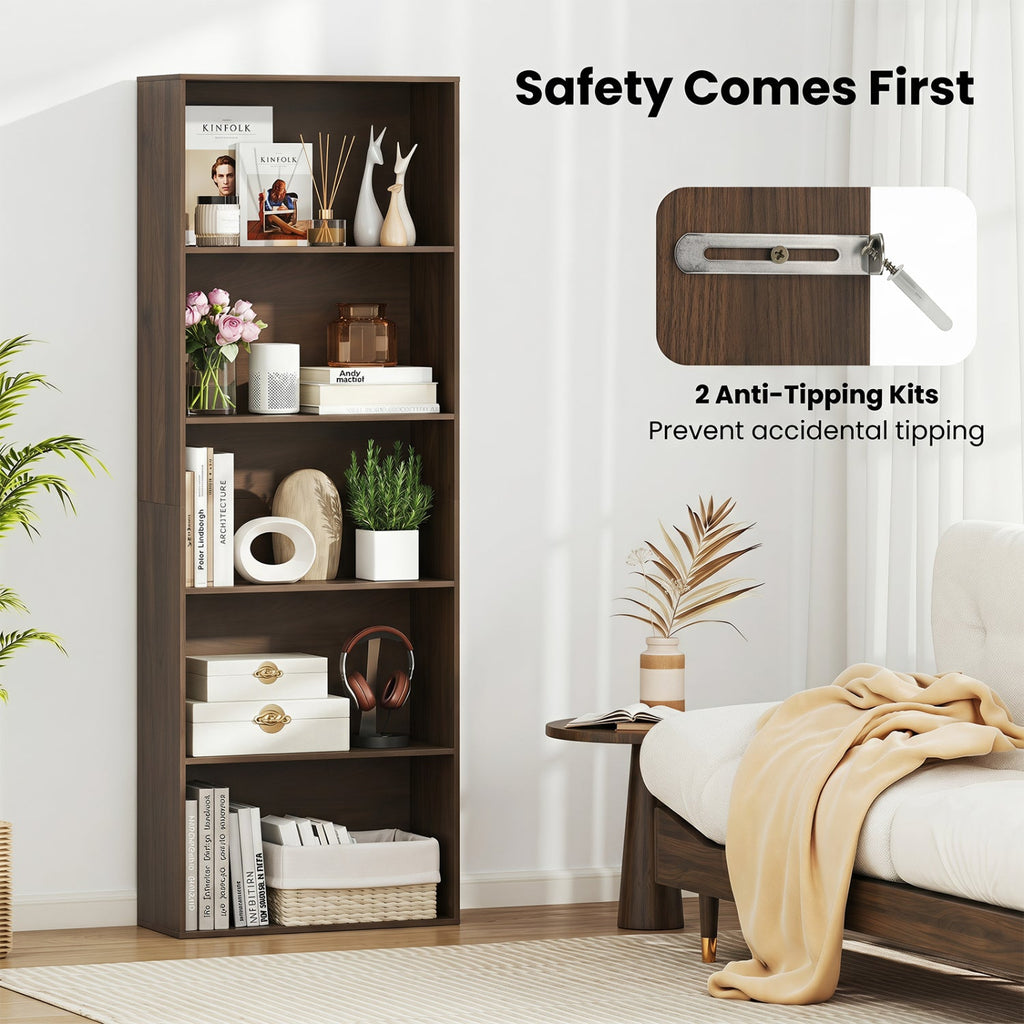 5-Tier Bookshelf Open Display Storage Organizer