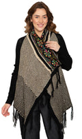 Women's Open Front Fringed Jacquard Weave Long Cardigan