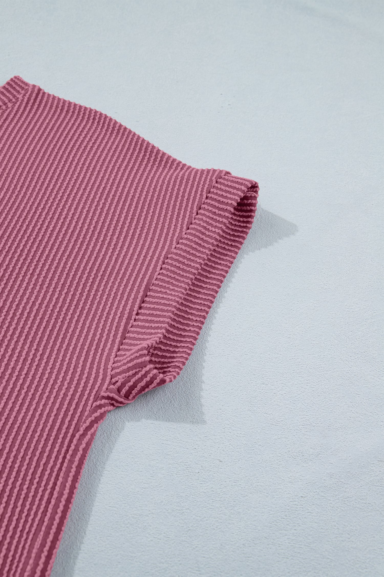 Pitaya Pink Twisted Ribbed Loose Tee Drawstring Elastic Waist 2pcs Short Set