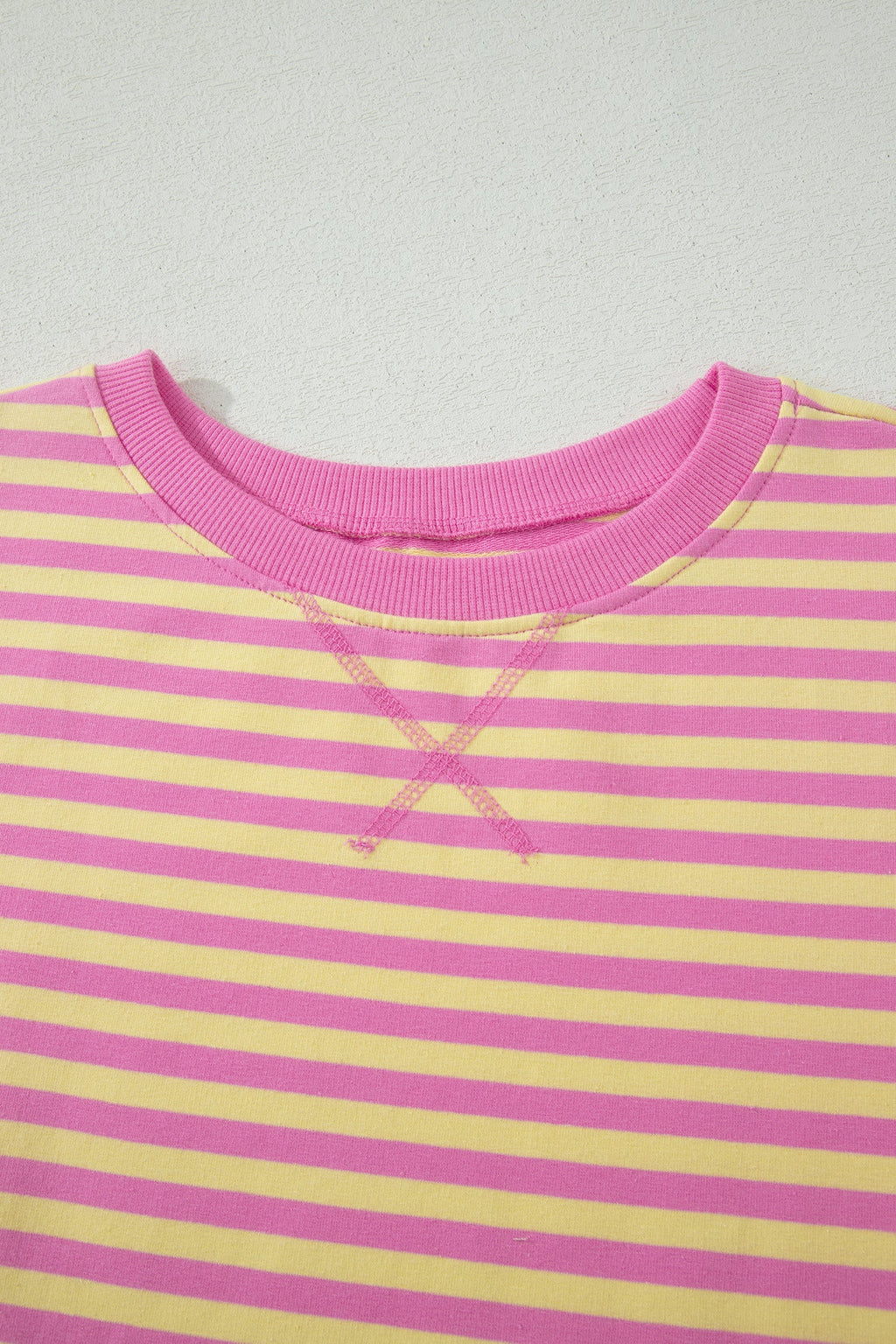 Pink Stripe Loose Short Sleeve Top and Skirt Set