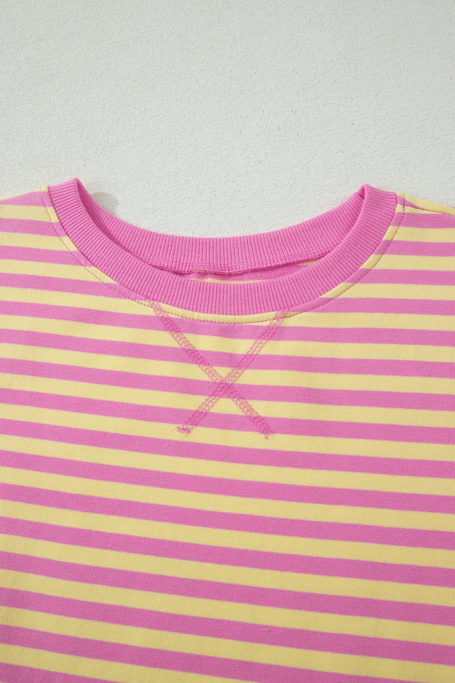 Pink Stripe Loose Short Sleeve Top and Skirt Set
