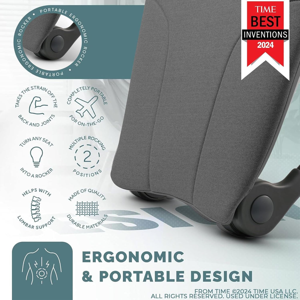 READY ROCKER Ultra | Extra-Plush Ergonomic Portable Rocker for Back Support & Relaxation | Adjustable Rocking Positions for Chairs | Lightweight & Travel-Friendly | Dove