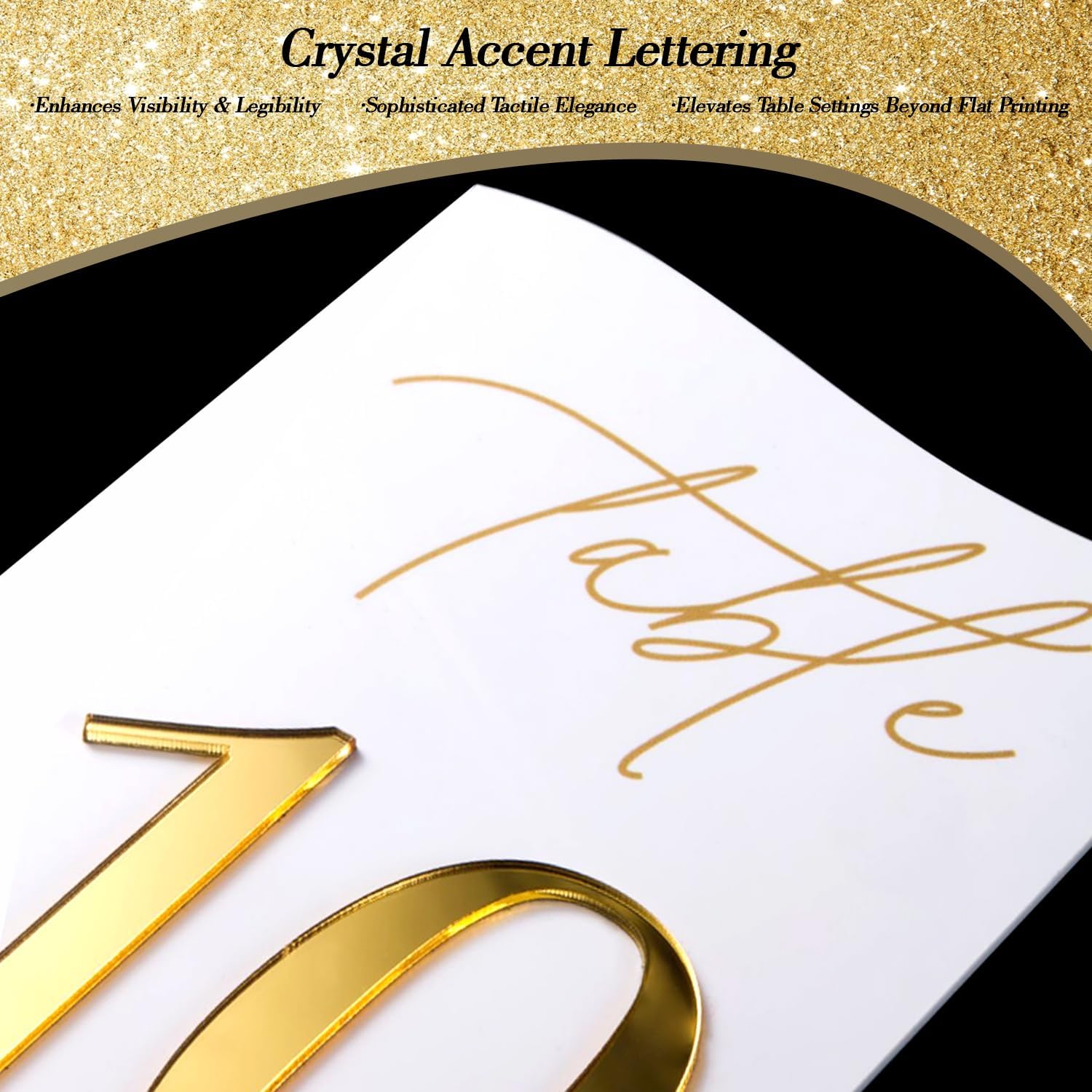 Gold Mirrored Acrylic Wedding Table Numbers Set, Self-Standing Modern Arched Signs for Reception Seating, Anniversary & Bridal Shower, Elegant Wedding Decor (5x7 Inches)