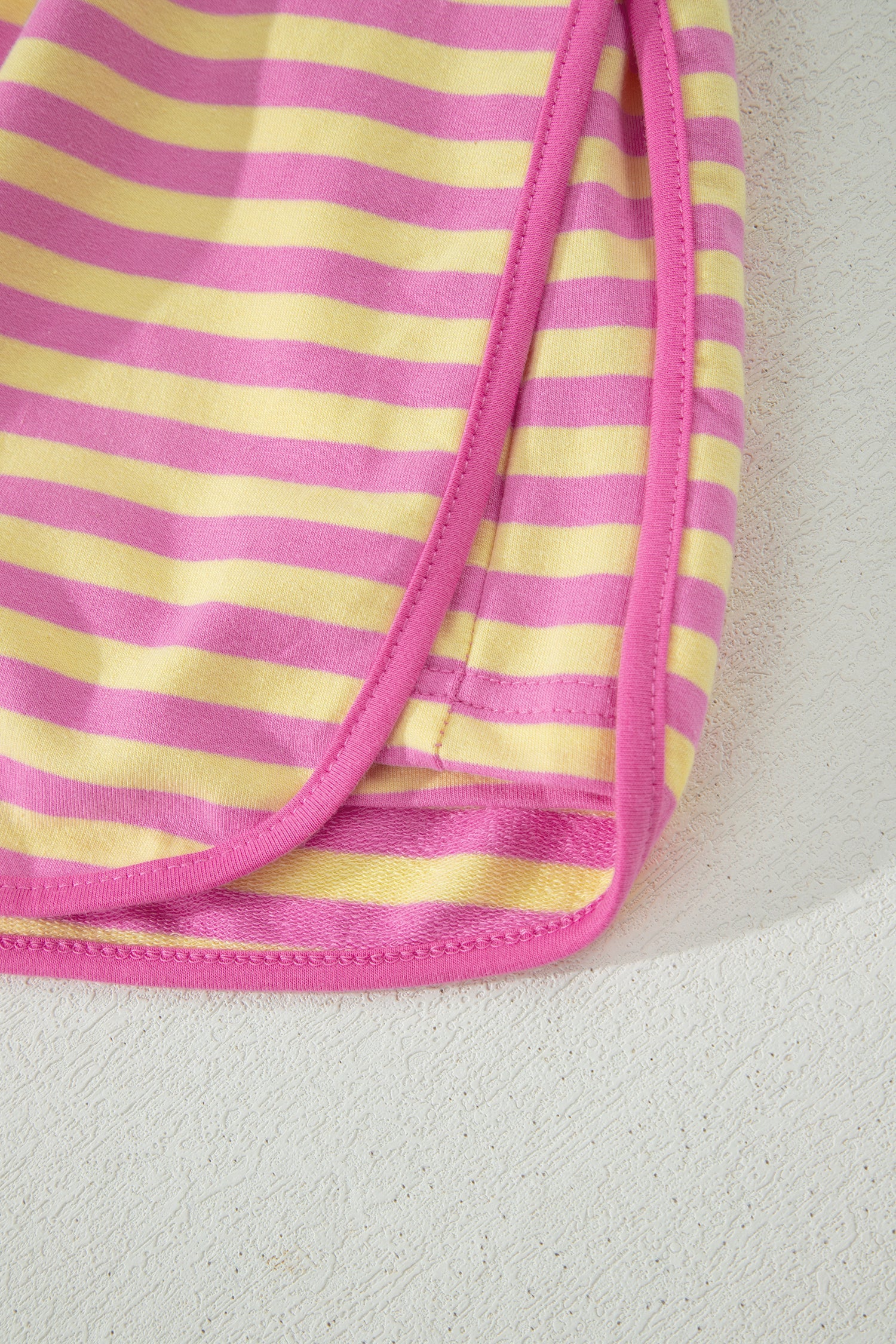 Pink Stripe Loose Short Sleeve Top and Skirt Set