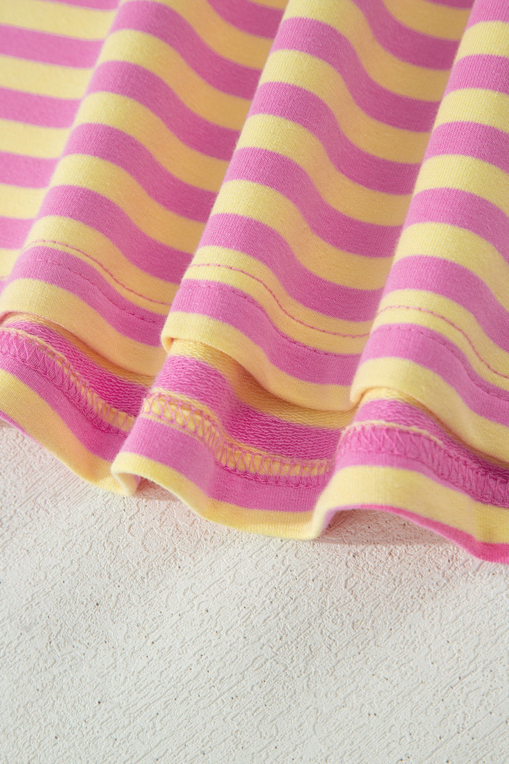 Pink Stripe Loose Short Sleeve Top and Skirt Set
